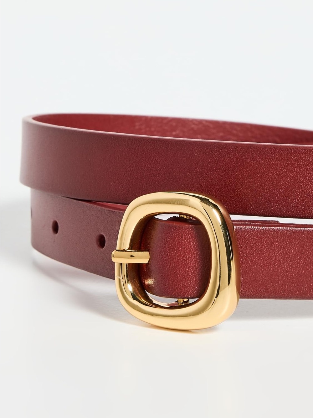 Classic Burgundy Leather Belt with Gold Buckle Madewell
